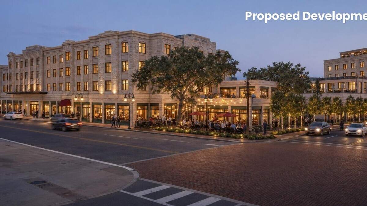A rendering of Craig Cavileer’s $160 million resort planned to sit just across Marine Creek from the Hotel Drover. A rendering of Craig Cavileer’s $160 million resort planned to sit just across Marine Creek from the Hotel Drover.